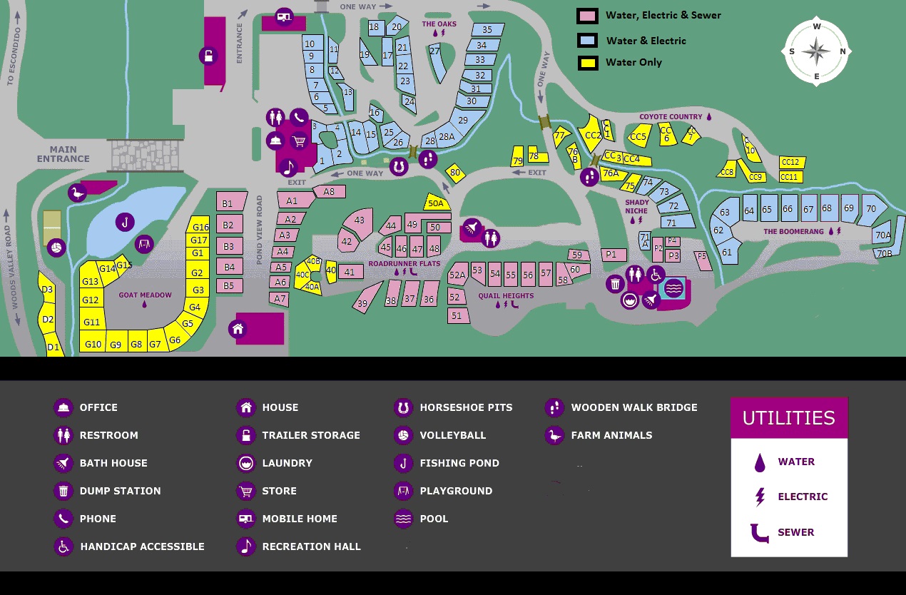 Campground Map of Woods Valley Kampground & RV Park